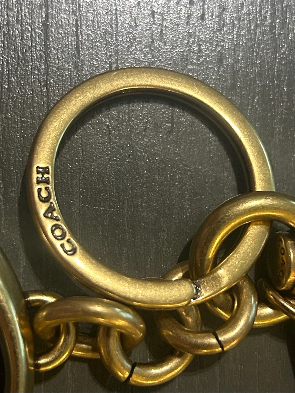 Coach Brass-Tone 'C' Key Ring Charm in Gold